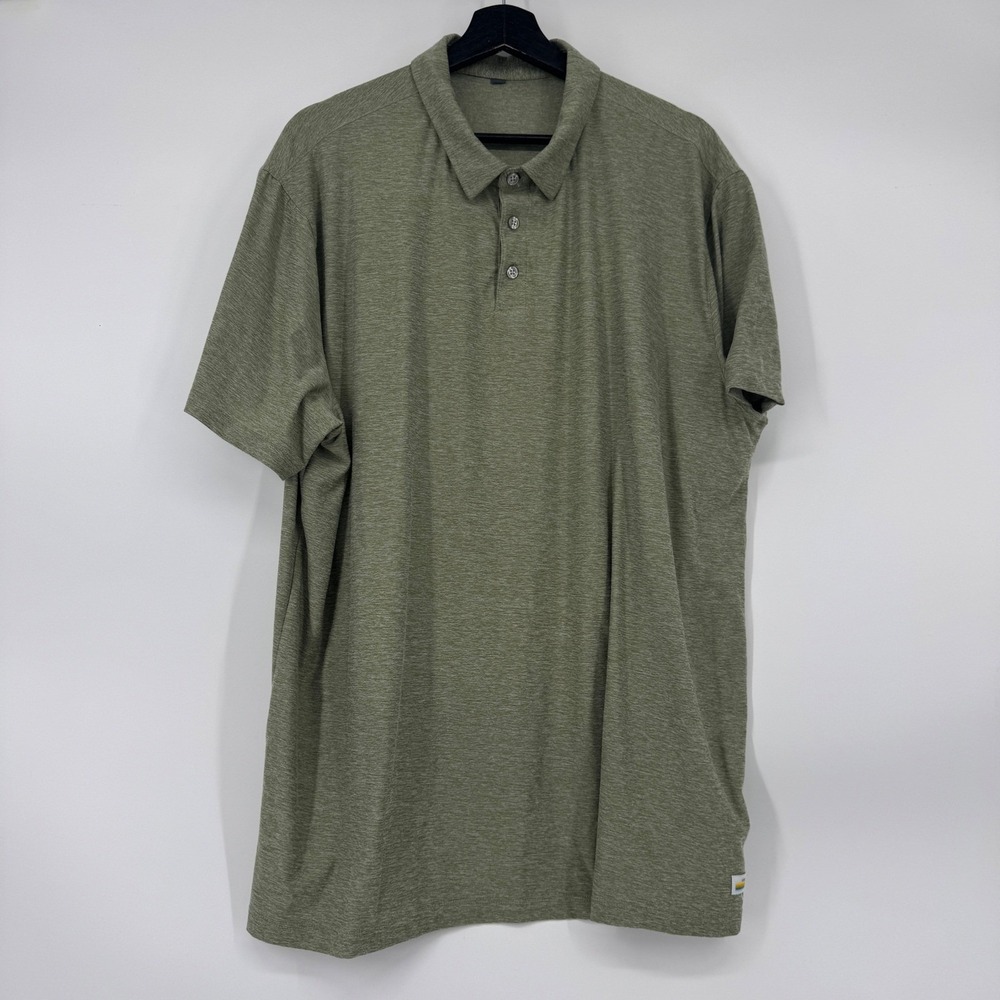 Vuori Strato Tech Polo Shirt Mens XXL Green Heather V188 Short Sleeve